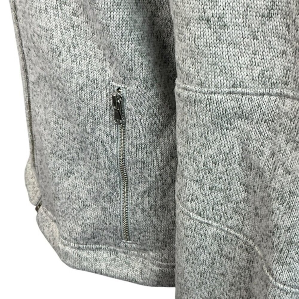 Go Warm Moto Jacket Women Heather Gray Asymmetrical Metal Zip Pockets Zip Up M - Picture 10 of 16